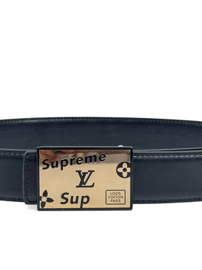 🖤 Louis Vuitton x Supreme Gold Buckle Leather Belt – 100 cm 🖤