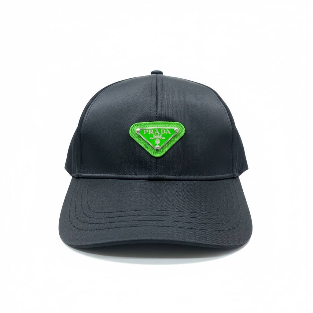 Prada Triangle Logo Black Cap 💚🖤🧢