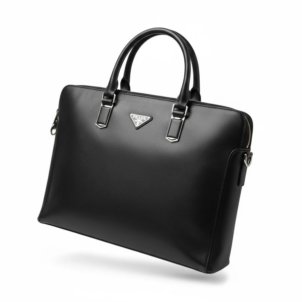 Prada Saffiano Leather Briefcase – Black Luxury Business Bag 💼🖤 | Executive Collection