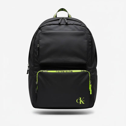 Calvin Klein Neon Accent Backpack – Black Sporty Laptop Bag 🎒⚡ | CK Street Edition