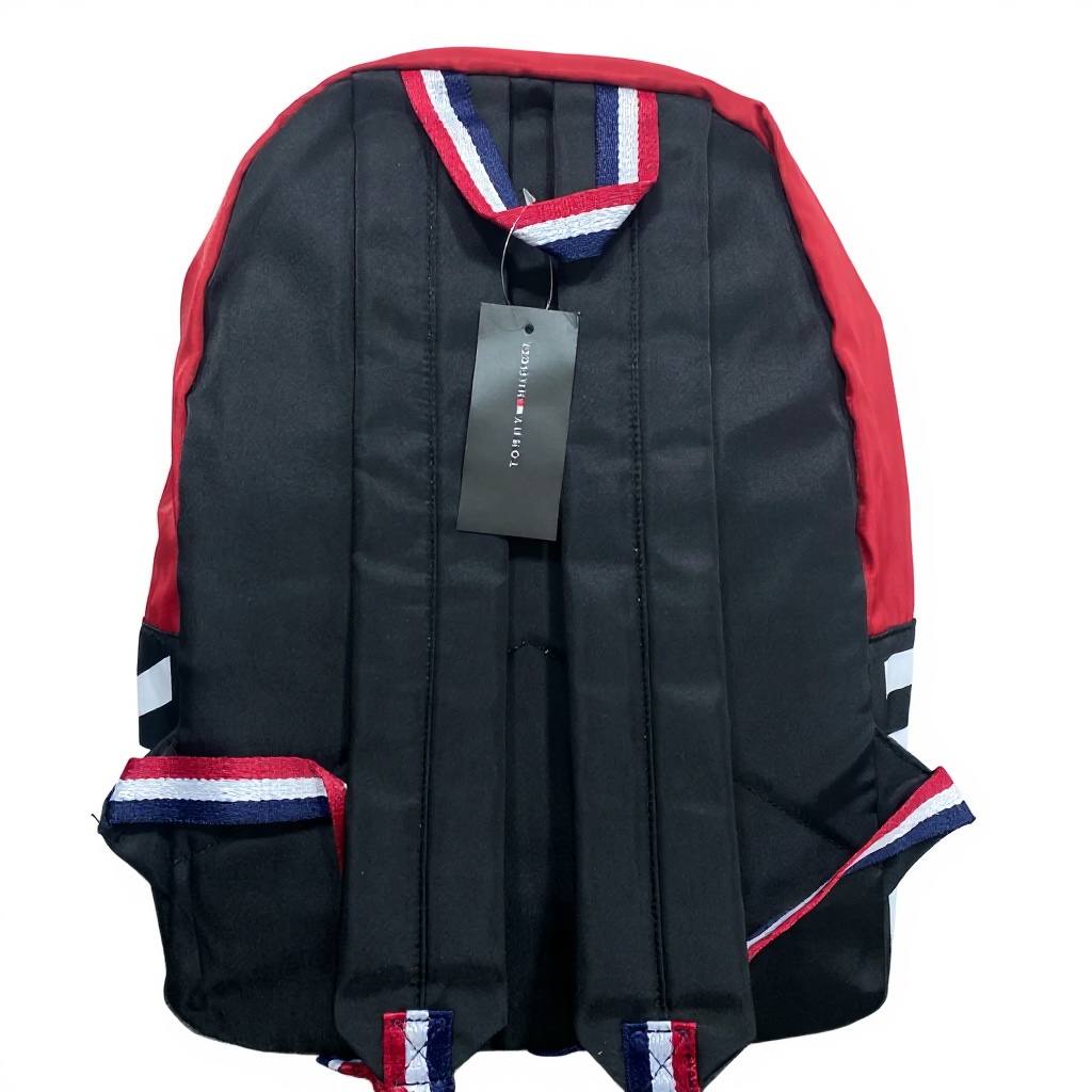 Tommy Hilfiger Colorblock Backpack – Red & Black Logo School Bag 🎒🔥 | Sport Classic Edition