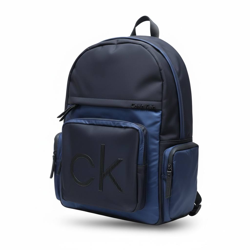 Calvin Klein Navy Logo Backpack – CK Urban Laptop Bag 🎒🔵 | Minimal Street Edition