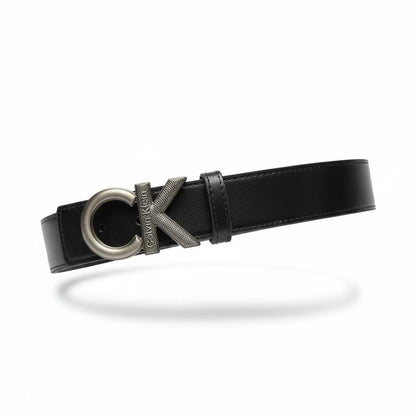 Calvin Klein CK Monogram Leather Belt – Black Designer Buckle 125cm 🖤