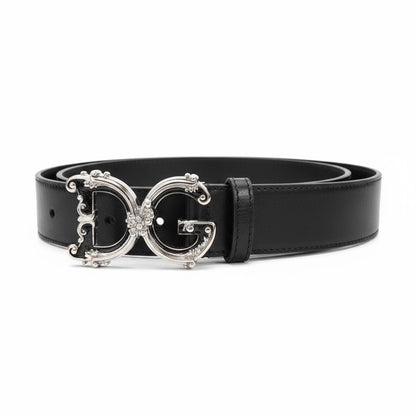 Dolce & Gabbana DG Baroque Leather Belt – Black 110cm ✨🖤