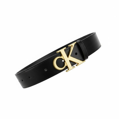 Calvin Klein CK Black Leather Belt – Gold Logo Buckle 120cm 🖤✨