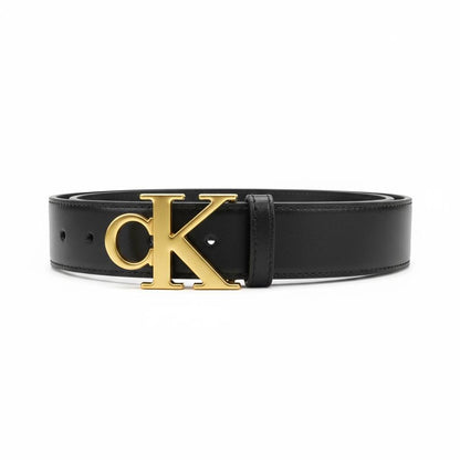 Calvin Klein CK Black Leather Belt – Gold Logo Buckle 120cm 🖤✨