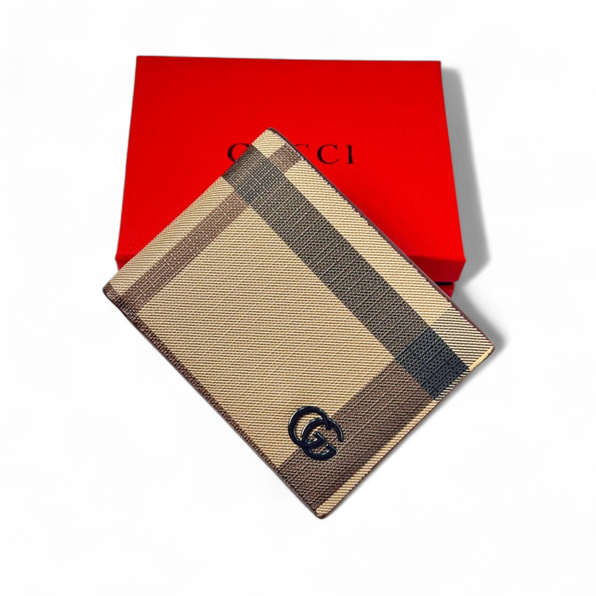 Gucci Beige Checkered Wallet with Black GG Logo 👜✨
