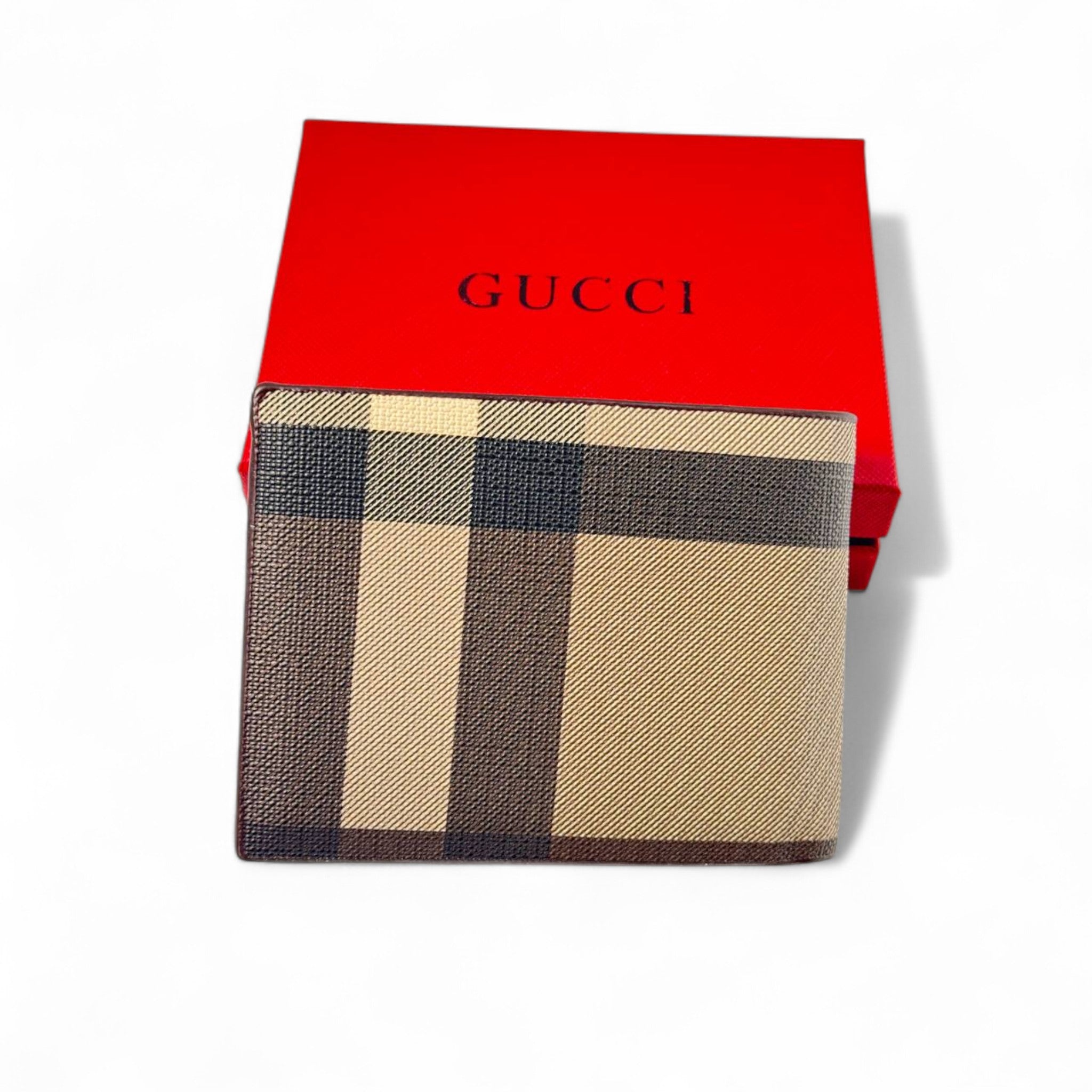 Gucci Beige Checkered Wallet with Black GG Logo 👜✨