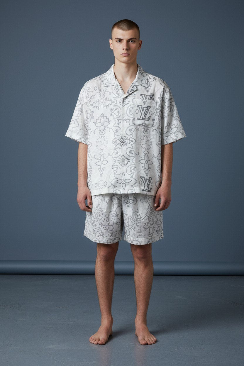Louis Vuitton Monogram Resort Set – White Luxury Summer Co-Ord for Men 🤍🌴