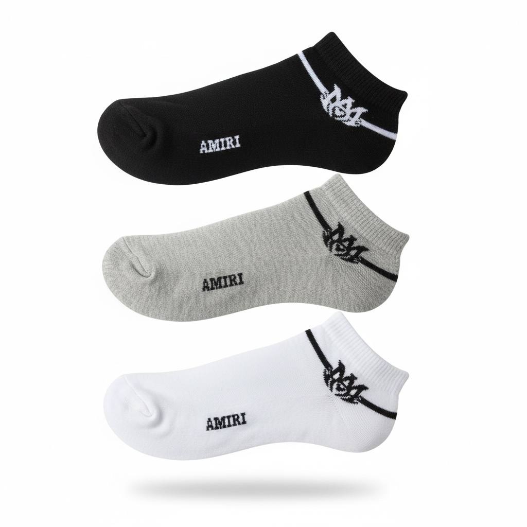 AMIRI Low-Cut Socks 6-Pack 🖤🤍🩶 | Premium Cotton Comfort Everyday Essential