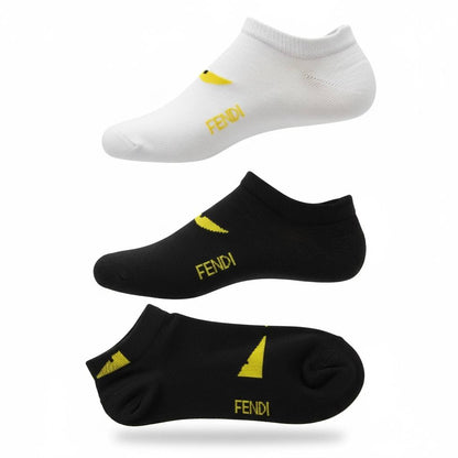 Fendi Monster Eye No-Show Socks 3-Pack 🧦👁️ | Black & White