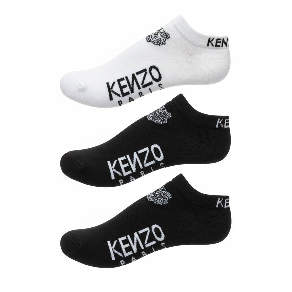 Kenzo Paris No-Show Socks 3-Pack 🧦🔥 | 2 Black & 1 White