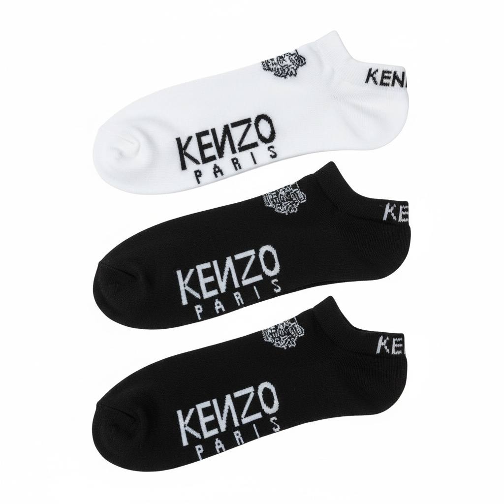 Kenzo Paris No-Show Socks 3-Pack 🧦🔥 | 2 Black & 1 White