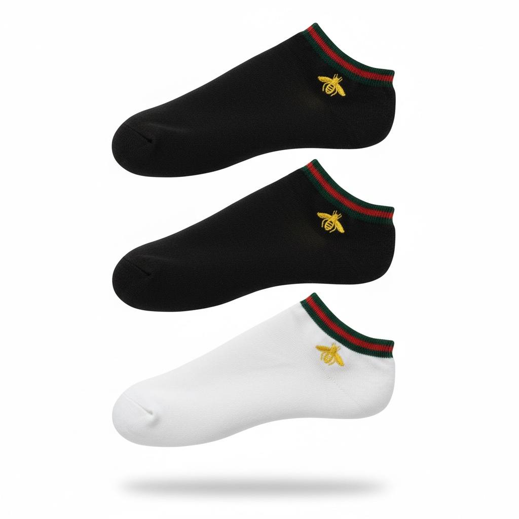 Gucci Web Bee No-Show Socks 3-Pack 🐝🧦 | 2 Black & 1 White