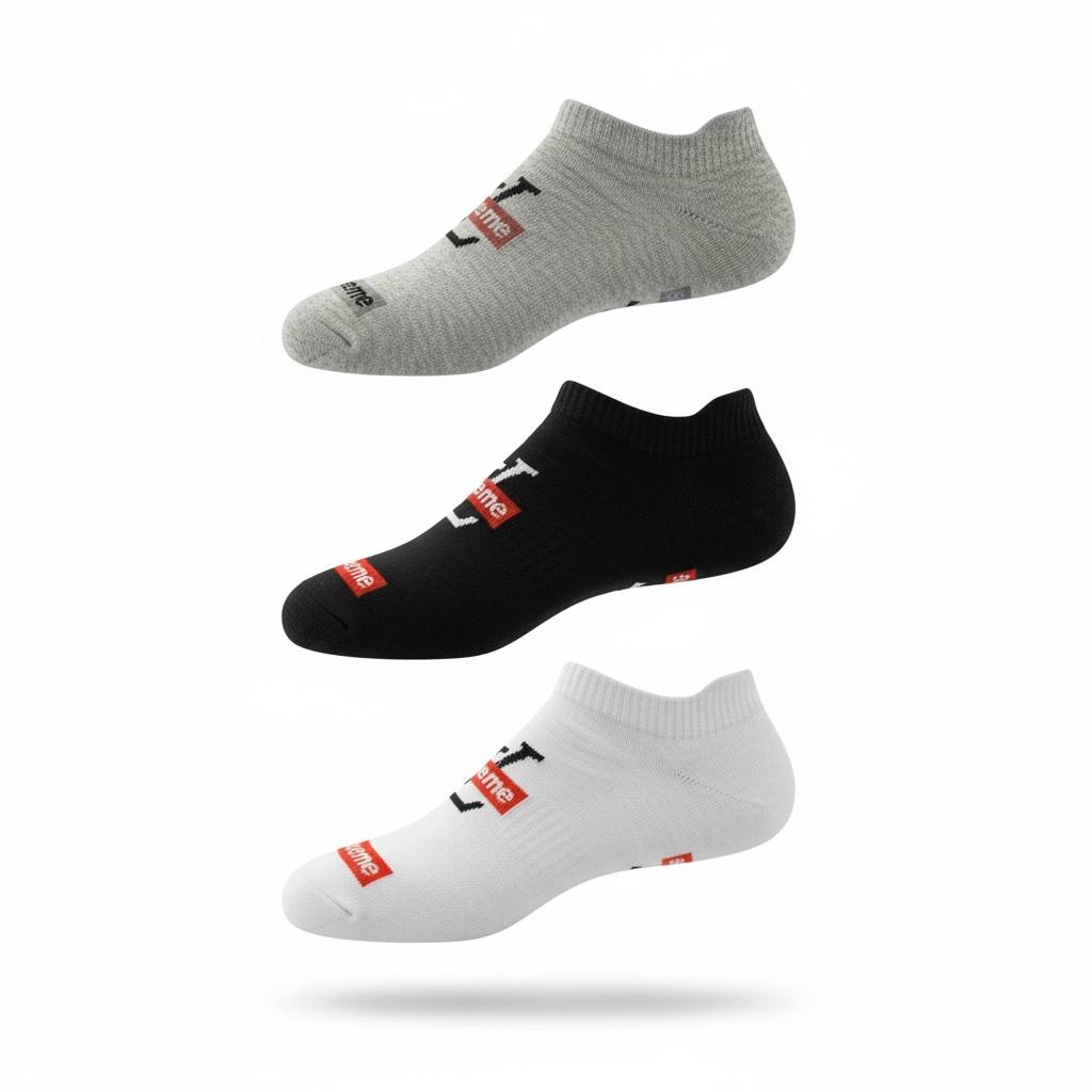 Supreme Low-Cut Socks 3-Piece Set 🧦🔥 | Black, White & Grey