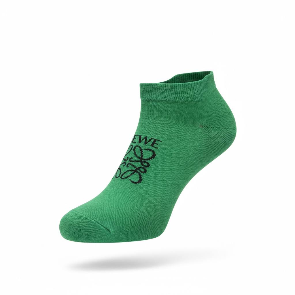 Loewe Green Ankle Socks 🟢 | Minimal Logo Low-Cut Designer Socks