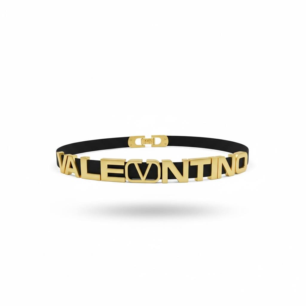 Valentino VLogo Elastic Belt – Gold Statement Designer Waist Belt ✨🖤