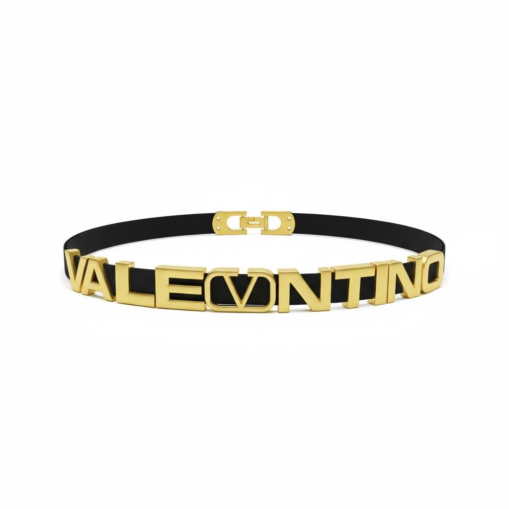 Valentino VLogo Elastic Belt – Gold Statement Designer Waist Belt ✨🖤