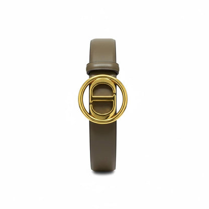 Christian Dior CD Logo Leather Belt – Olive Gold Statement Buckle ✨🟢