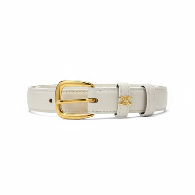 Celine Classic Ivory Leather Belt – Gold Buckle Minimal Elegance ✨🤍