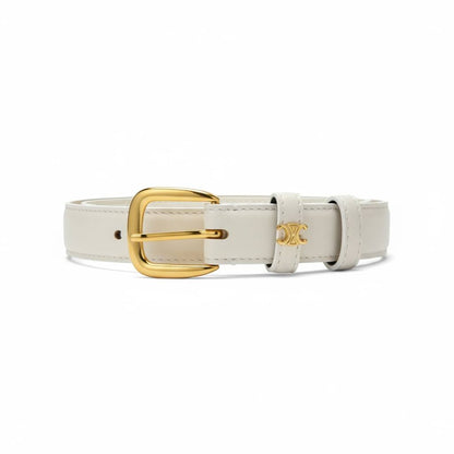 Celine Classic Ivory Leather Belt – Gold Buckle Minimal Elegance ✨🤍