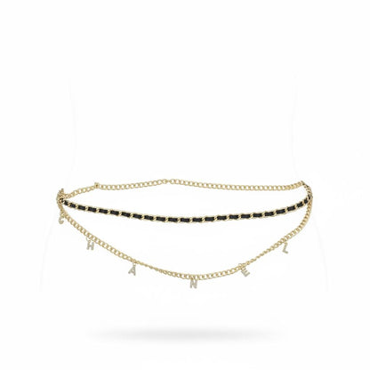Chanel Chain Belt with Logo Charms – Gold & Black Statement Waist Belt ✨🖤