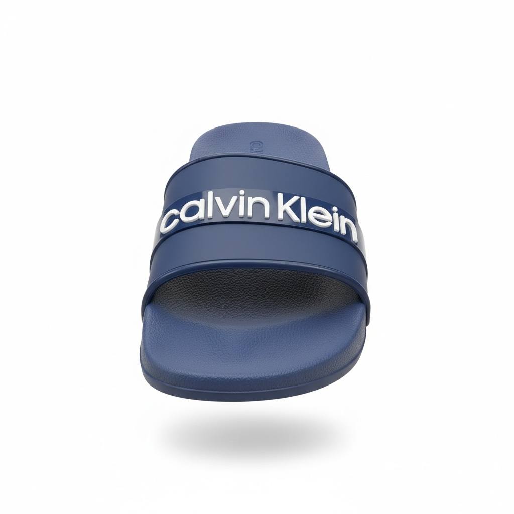 Calvin Klein Logo Slides – Navy Blue Casual Summer Slippers 👣💙