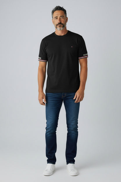 Tommy Hilfiger Premium Minimalist Crew Neck Cotton T-Shirt for Men – Black Edition 🖤✨