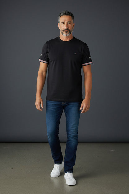 Tommy Hilfiger Premium Minimalist Crew Neck Cotton T-Shirt for Men – Black Edition 🖤✨