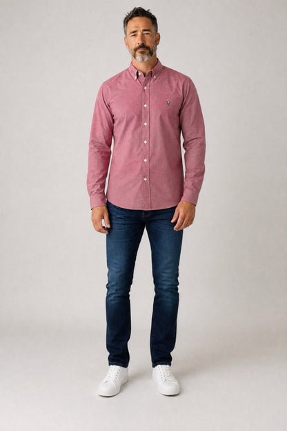 Polo Ralph Lauren Premium Vintage Rose Oxford Button Down Long Sleeve Shirt for Men – Luxury Smart Casual Statement Piece 🌹✨