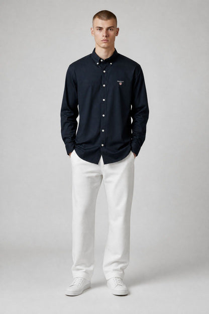 GANT Luxury Navy Blue Button Down Oxford Shirt for Men – Premium Smart Casual Long Sleeve Designer Essential 💙✨