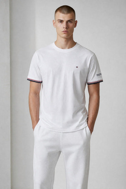 Tommy Hilfiger Premium White Crew Neck T-Shirt for Men – Luxury Minimalist Casual Cotton Tee 🤍✨