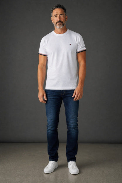 Tommy Hilfiger Premium White Crew Neck T-Shirt for Men – Luxury Minimalist Casual Cotton Tee 🤍✨