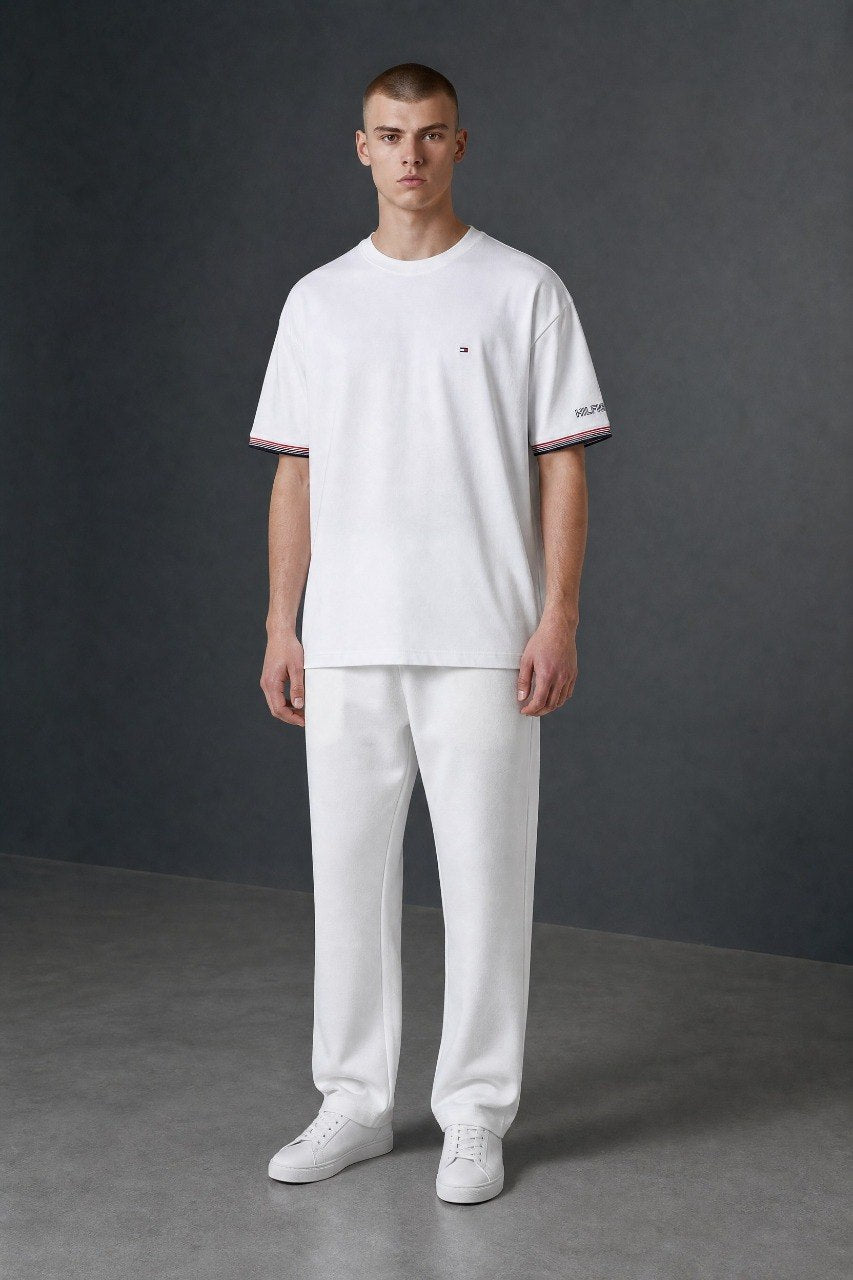 Tommy Hilfiger Premium White Crew Neck T-Shirt for Men – Luxury Minimalist Casual Cotton Tee 🤍✨