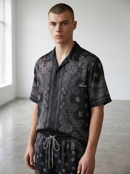 Amiri Paisley Silk Shirt – Black Luxury Resort Shirt 🖤✨