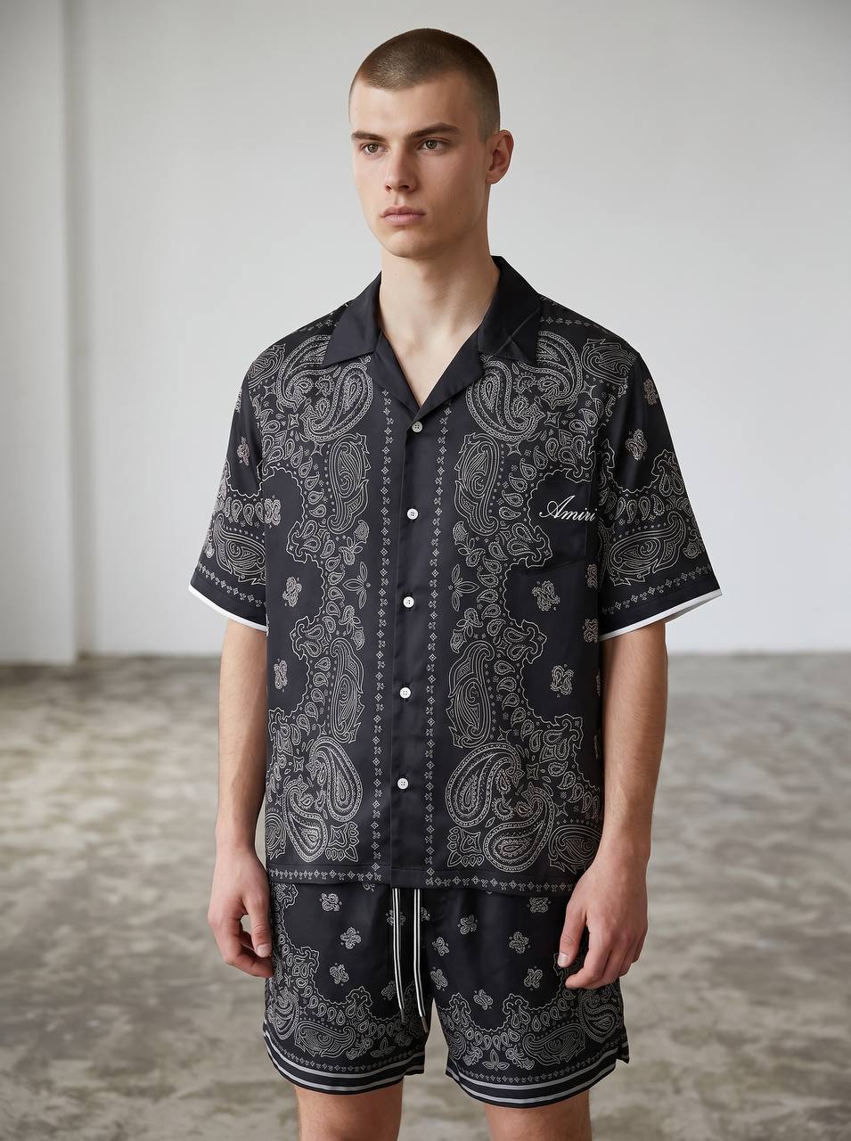 Amiri Paisley Silk Shirt – Black Luxury Resort Shirt 🖤✨