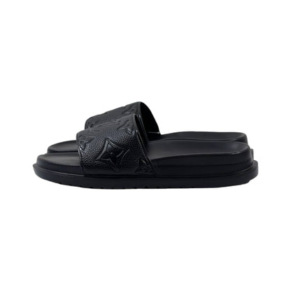 Louis Vuitton Inspired Monogram Slides – Triple Black Edition 🖤✨