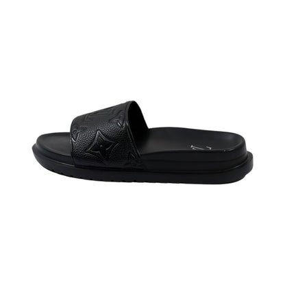 Louis Vuitton Inspired Monogram Slides – Triple Black Edition 🖤✨