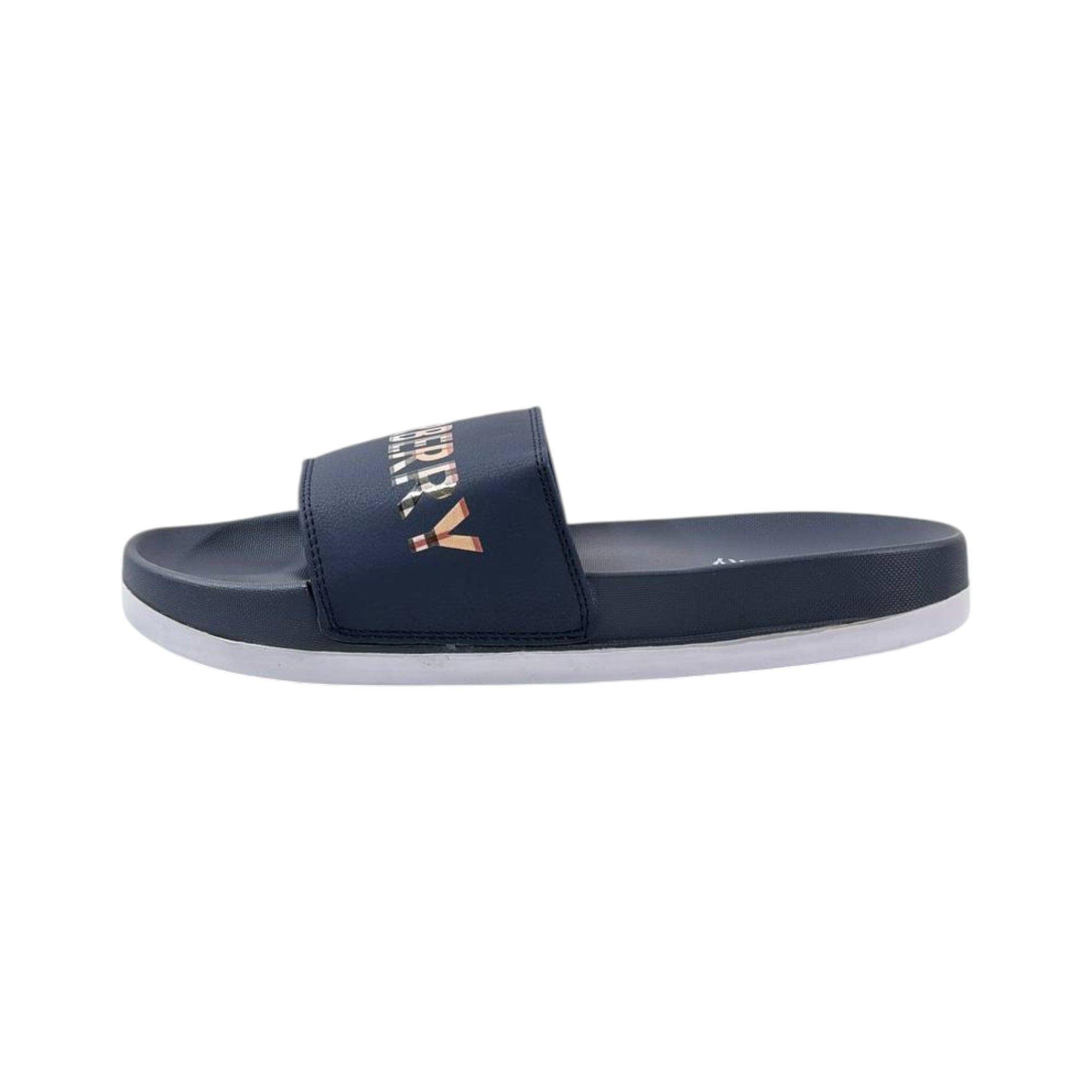 Burberry Check Logo Slides – Midnight Navy Edition 🌌✨