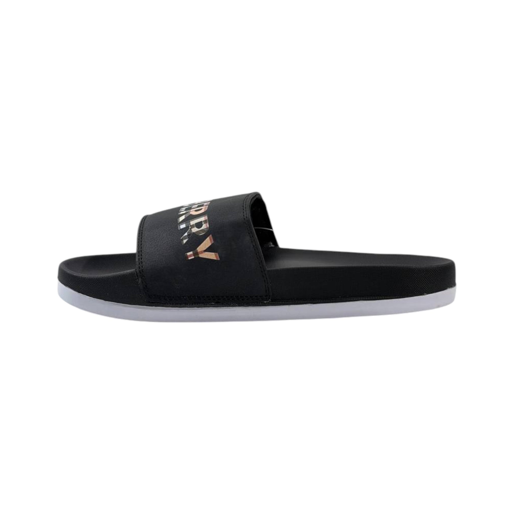 Burberry Check Logo Slides – Triple Black Edition 🖤✨