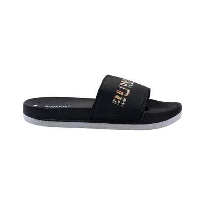 Burberry Check Logo Slides – Triple Black Edition 🖤✨