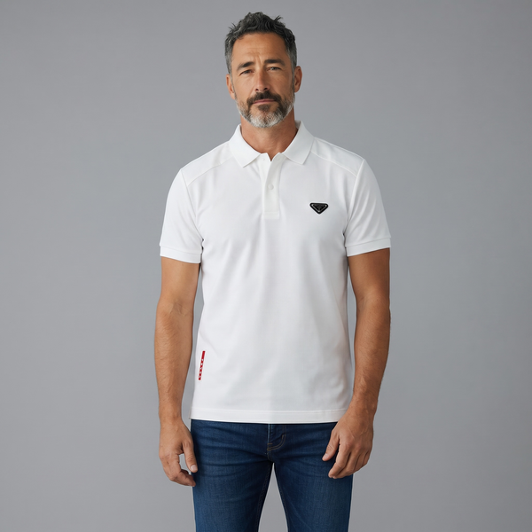 Prada Textured Performance Polo – White Edition 🤍
