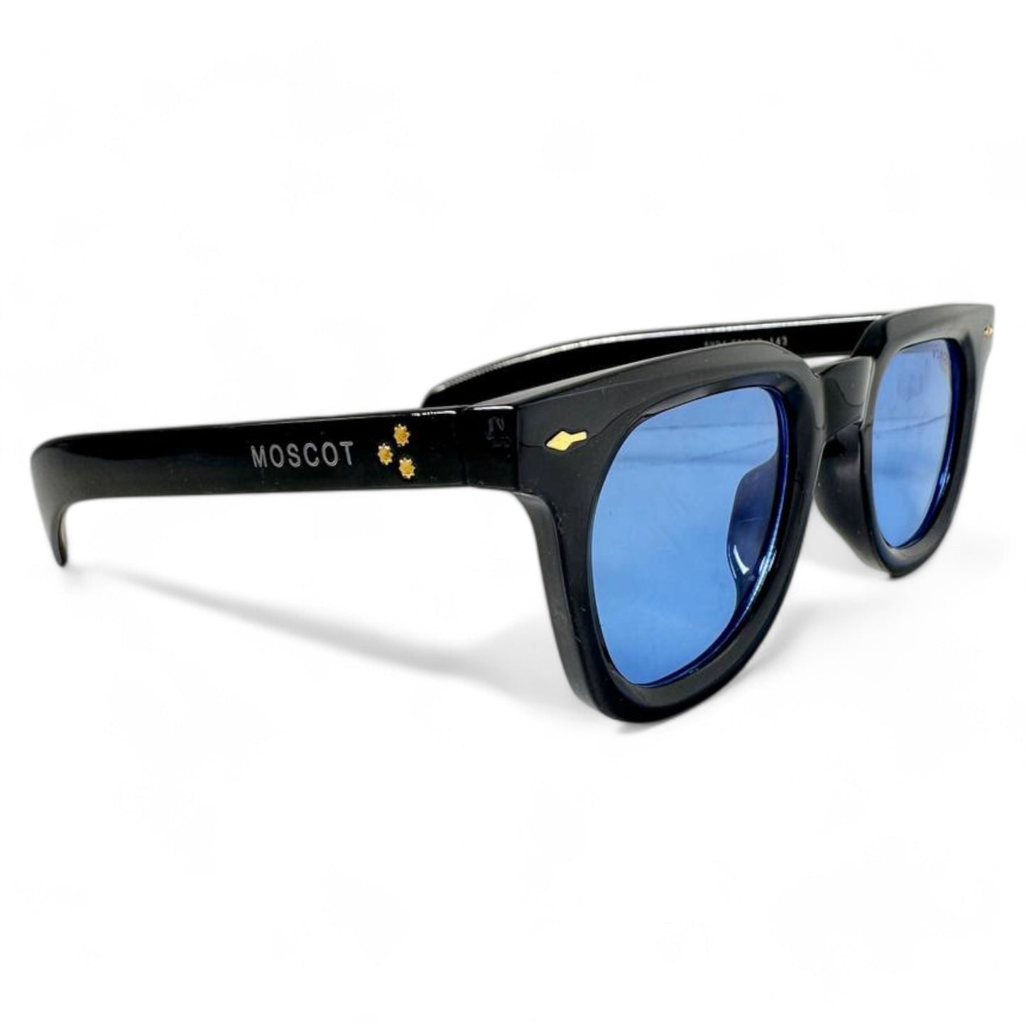 Iconic Moscot Sunglasses with Blue-Tinted Lenses