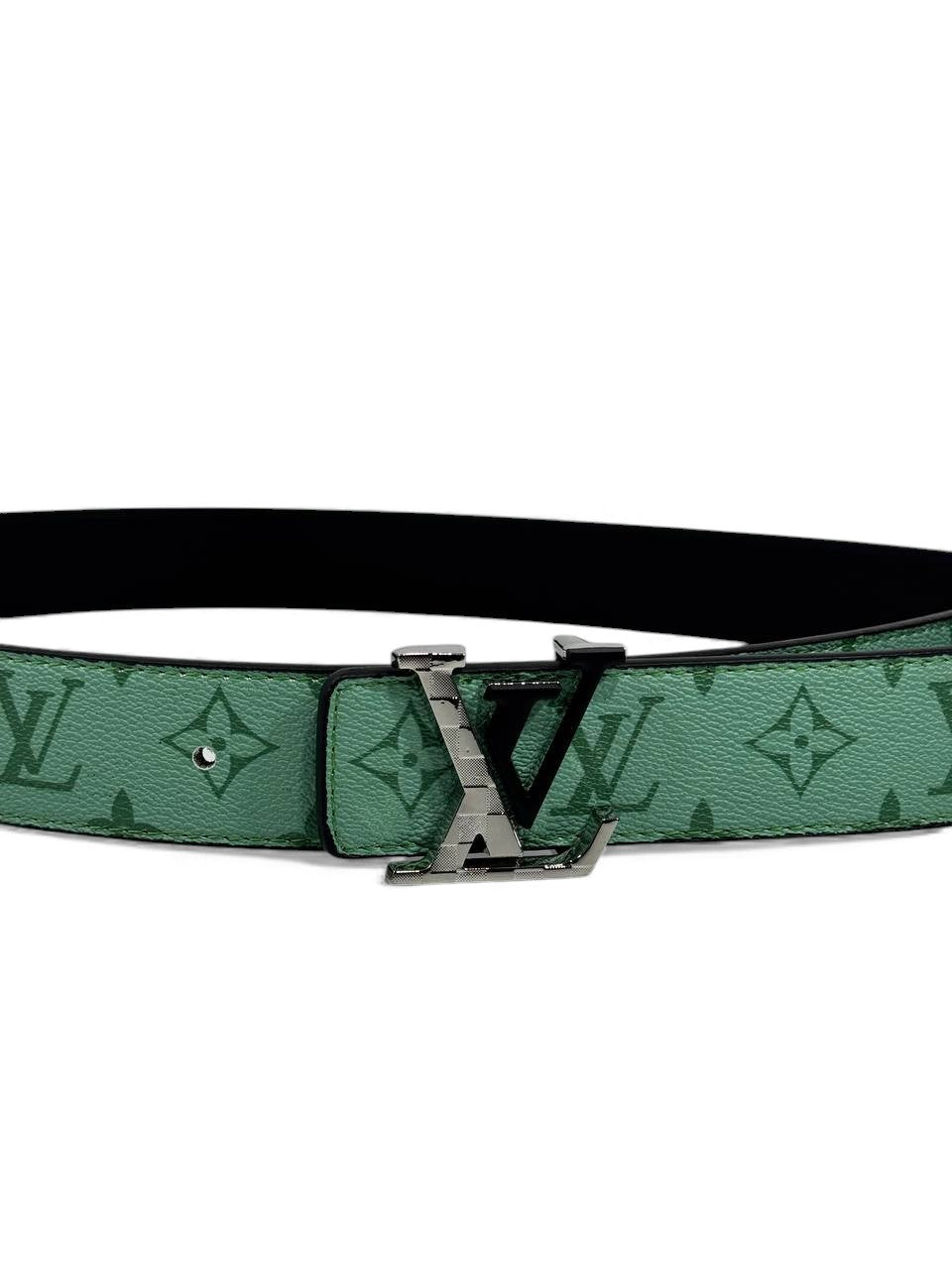 🟢 Louis Vuitton Monogram Eclipse Green Belt – 125cm 💚✨