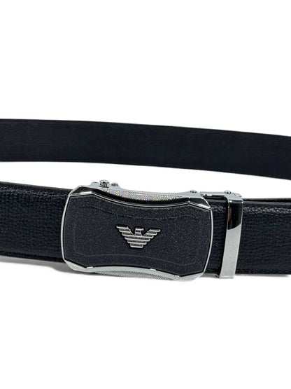 🖤 Emporio Armani Signature Buckle Leather Belt – 125cm 🩶✨