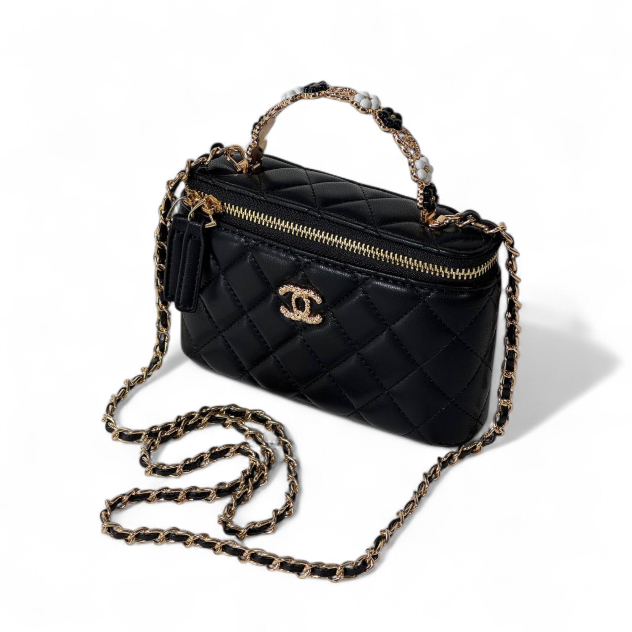 Chanel Mini Quilted Crossbody Bag – Black Lambskin with Gold Chain ✨🖤