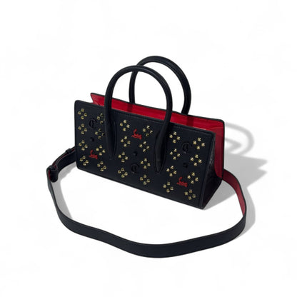 Christian Louboutin Black Studded Cabata Tote – Red Lining & Crossbody Strap 🖤🔥