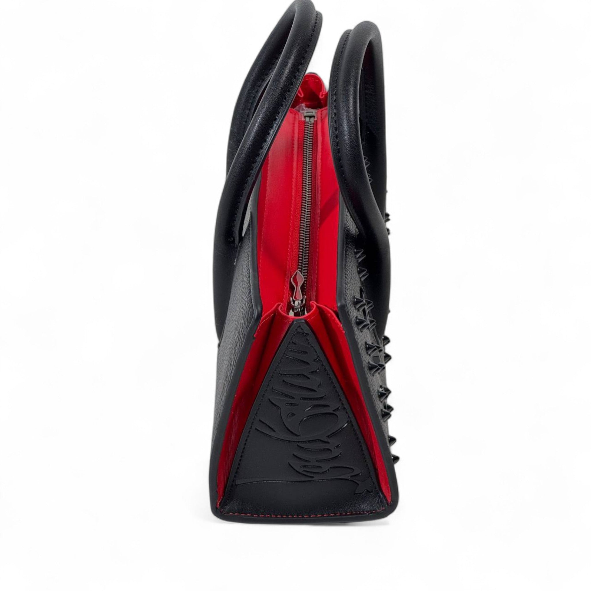 Christian Louboutin Paloma Small Tote – Black Embossed with Red Interior
