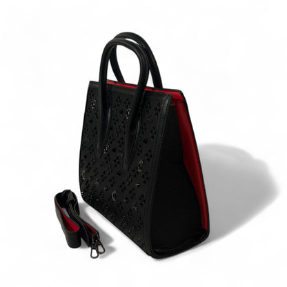 Christian Louboutin Black Cabata Tote – Embossed Stud Leather with Red Interior 🖤🔴