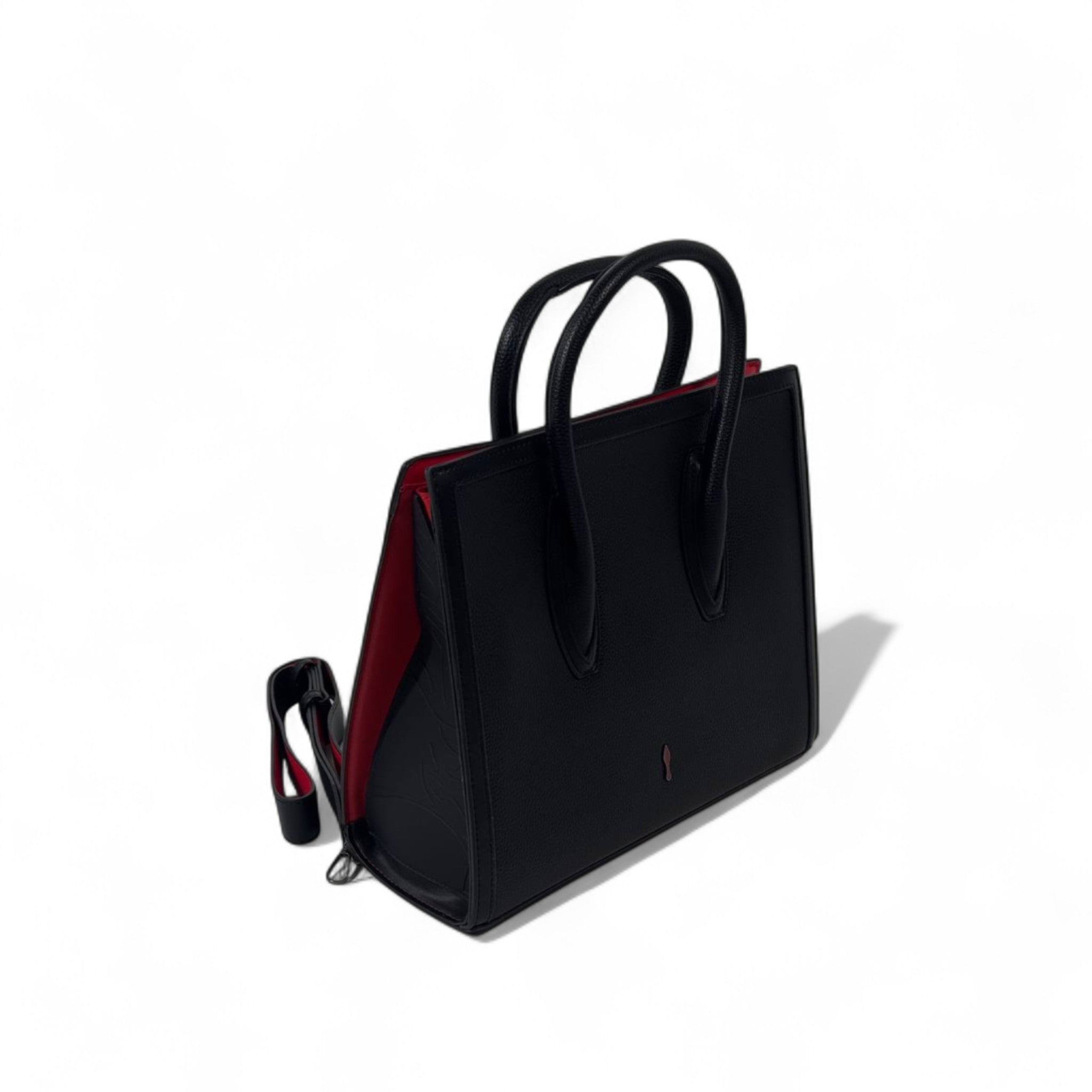 Christian Louboutin Black Cabata Tote – Embossed Stud Leather with Red Interior 🖤🔴